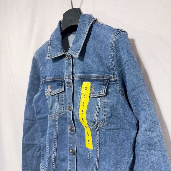 Calvin Klein Women’s S Jeans Classic Trucker Jacket Moonlight Dust Stretch Denim - Picture 2 of 16